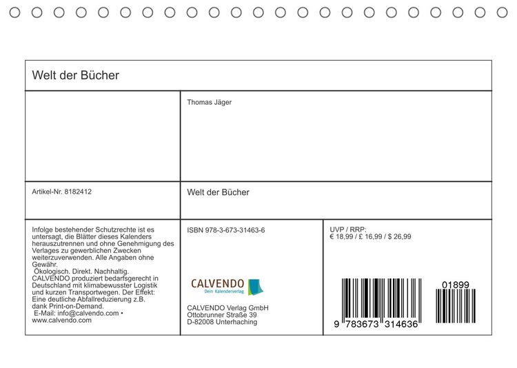Produktbild: Welt der B&uuml;cher (Tischkalender 2022 DIN A5 quer)