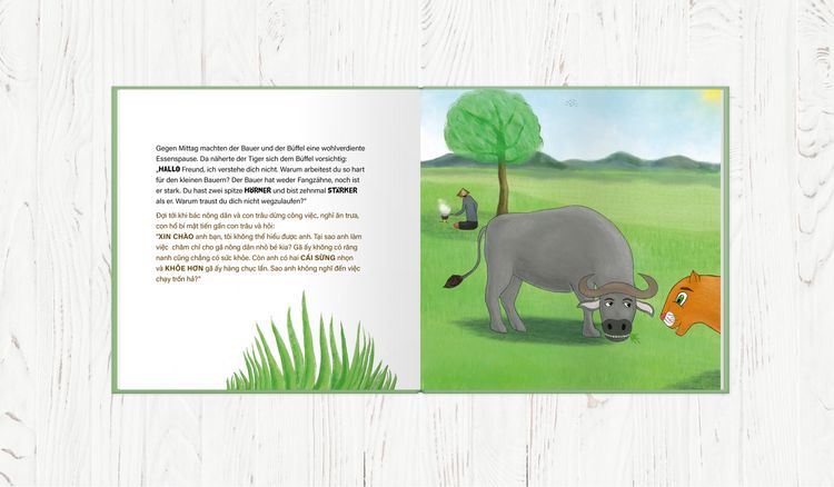 Produktbild: Wie der Tiger seine Streifen bekam/Tại sao con hổ c&oacute; những vằn đen - Zweisprachiges Kinderbuch Deutsch Vietnamesisch: Und der Wasserb&uuml;ffel &hellip; v&agrave; con tr&acirc;u ...