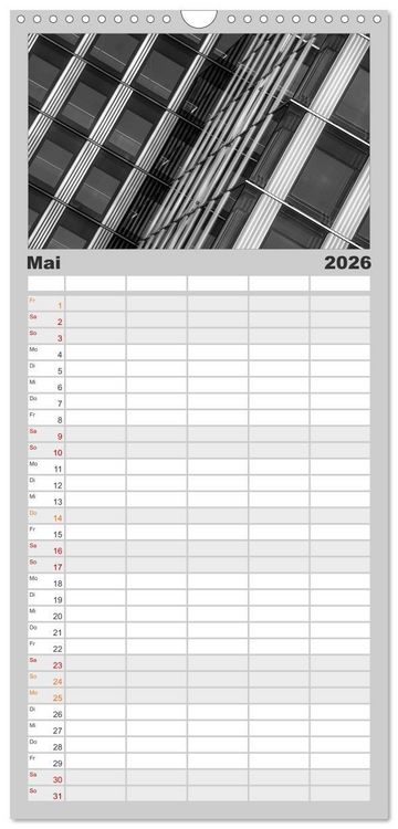 Produktbild: Familienplaner 2026 - Architektur - Fassaden im Detail 2026 mit 5 Spalten (Wandkalender, 21 x 45 cm) CALVENDO