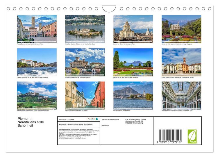 Produktbild: Piemont - Norditaliens stille Sch&ouml;nheit (Wandkalender 2026 DIN A4 quer), CALVENDO Monatskalender