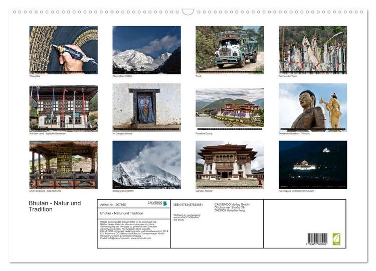 Produktbild: Bhutan - Natur und Tradition (Wandkalender 2026 DIN A2 quer), CALVENDO Monatskalender