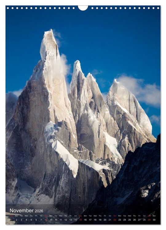 Produktbild: Majestic Mountains Cerro Torre & Fitzroy Patagonia / UK-Version (Wall Calendar 2026 DIN A3 portrait), CALVENDO 12 Month Wall Calendar