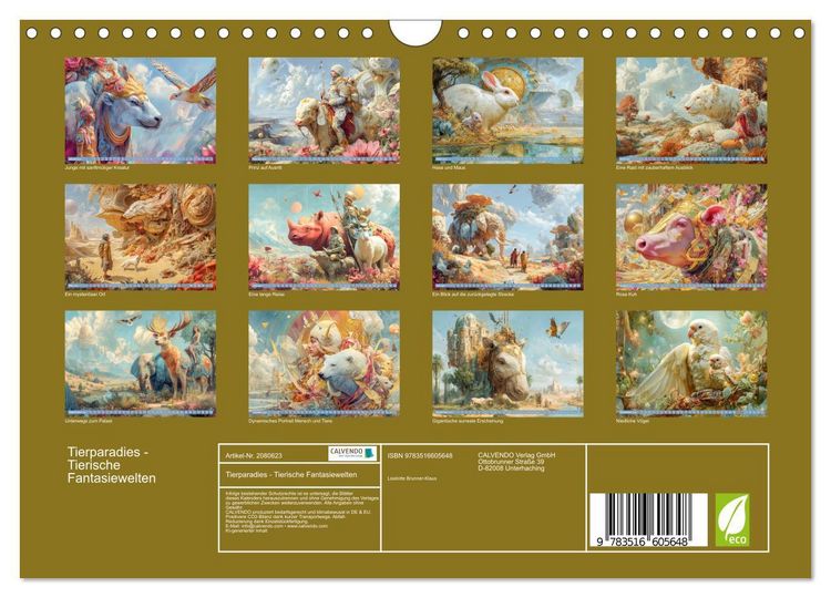 Produktbild: Tierparadies - Tierische Fantasiewelten (Wandkalender 2026 DIN A4 quer), CALVENDO Monatskalender