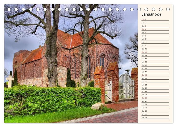 Produktbild: Kirchen in Ostfriesland (Tischkalender 2026 DIN A5 quer), CALVENDO Monatskalender