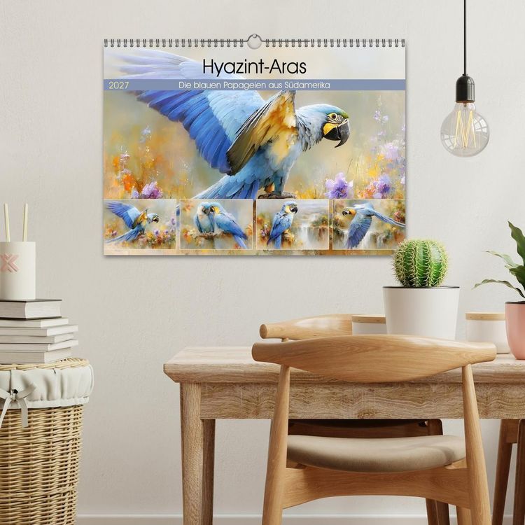 Produktbild: Hyazint-Aras. Die blauen Papageien aus S&uuml;damerika (Wandkalender 2027 DIN A3 quer), CALVENDO Monatskalender