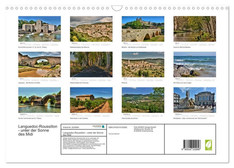Produktbild: Languedoc-Roussillon - unter der Sonne des Midi (Wandkalender 2026 DIN A3 quer), CALVENDO Monatskalender