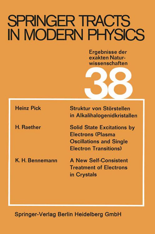 Produktbild: Springer Tracts in Modern Physics