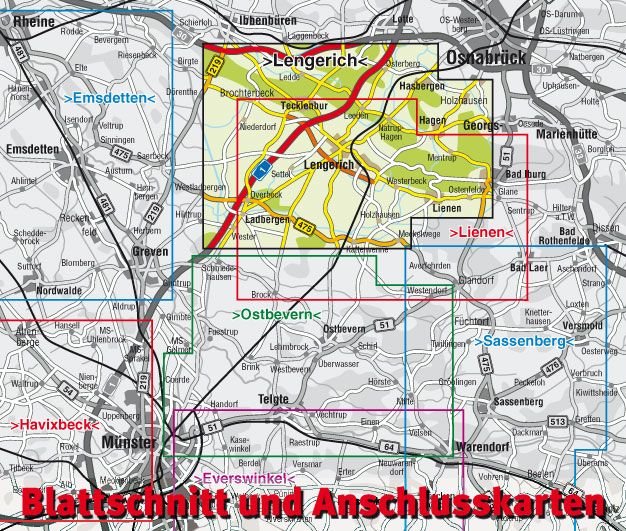 Produktbild: Lengerich, KVplan, Radkarte/Wanderkarte/Stadtplan, 1:25.000 / 1:15.000 / 1:5.000