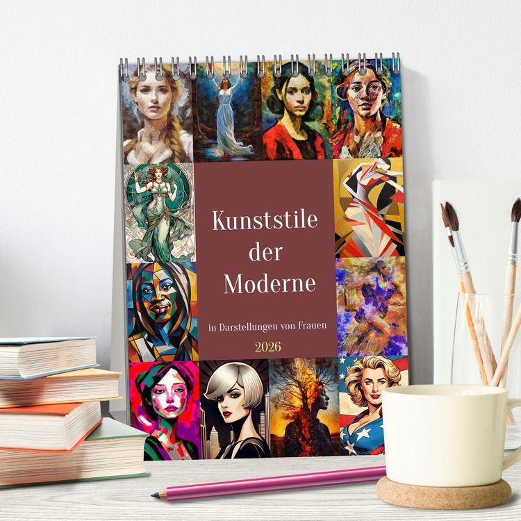Produktbild: Kunststile der Moderne in Darstellungen von Frauen (Tischkalender 2026 DIN A5 hoch), CALVENDO Monatskalender