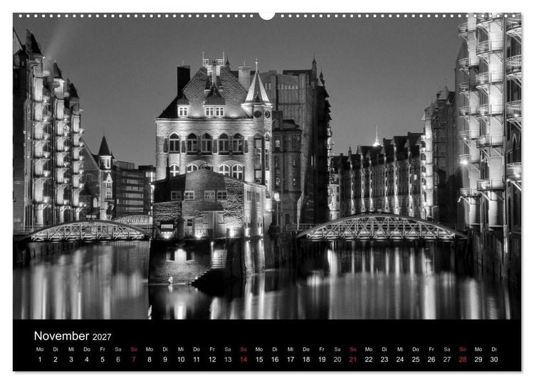 Produktbild: Hamburg monochrome Impressionen (hochwertiger Premium Wandkalender 2027 DIN A2 quer), Kunstdruck in Hochglanz