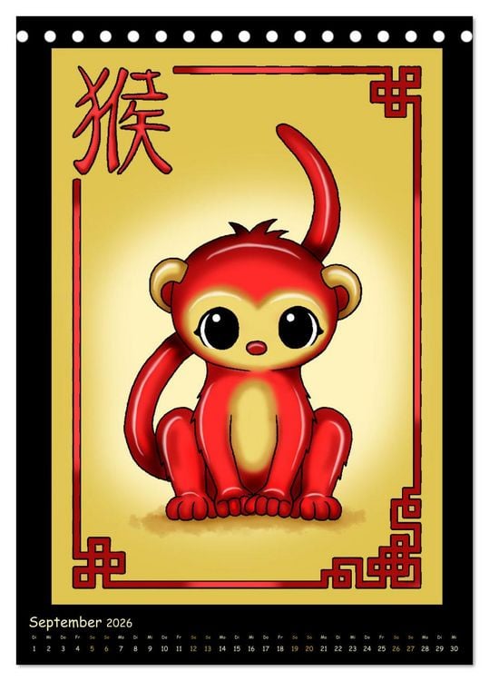 Produktbild: niedliche Tierkreiszeichen im chinesischem Stil (Tischkalender 2026 DIN A5 hoch), CALVENDO Monatskalender