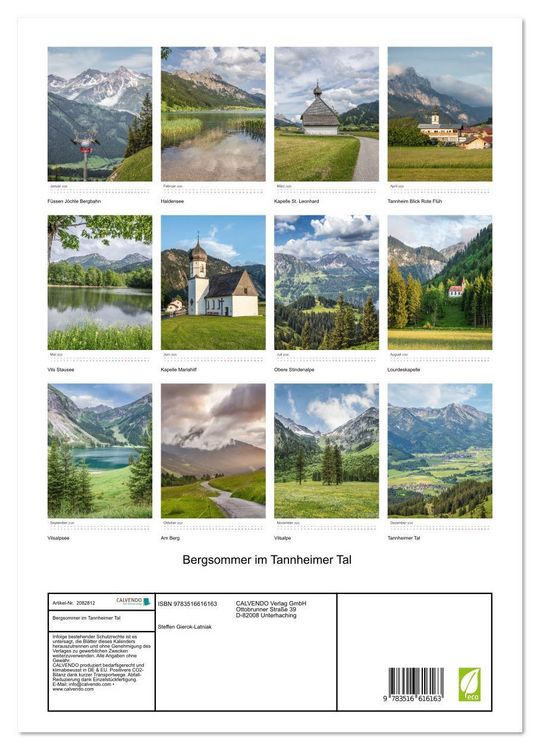 Produktbild: Bergsommer im Tannheimer Tal (hochwertiger Premium Wandkalender 2026 DIN A2 hoch), Kunstdruck in Hochglanz