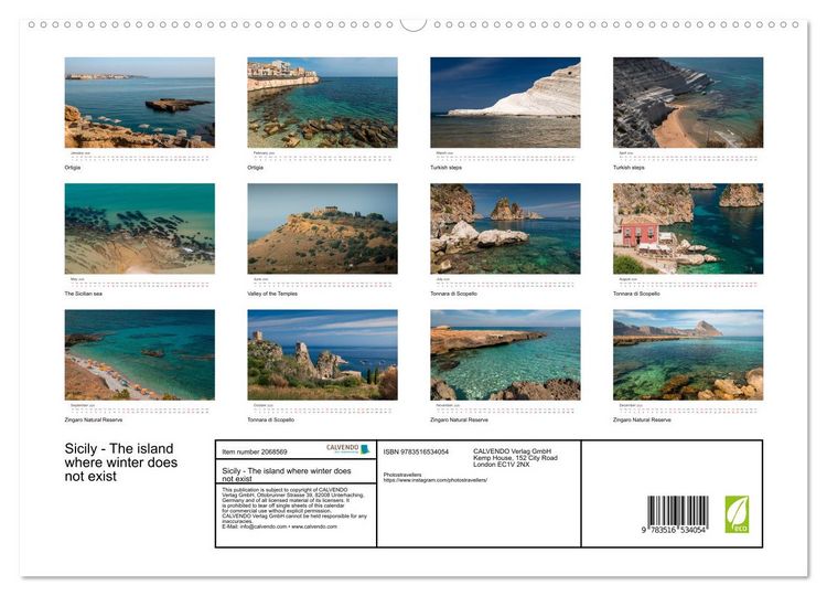 Produktbild: Sicily - The island where winter does not exist (High Quality Premium Wall Calendar 2026 DIN A2 landscape),CALVENDO 12 Month Wall Calendar
