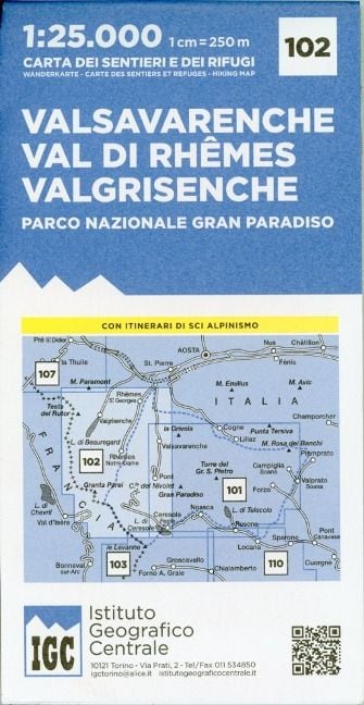 Produktbild: IGC Italien 1 : 25 000 Wanderkarte 102 Valsavarenche