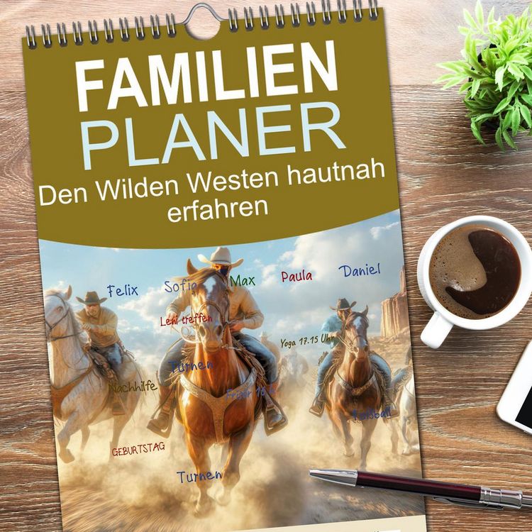 Produktbild: Familienplaner 2026 - Den Wilden Westen hautnah erfahren mit 5 Spalten (Wandkalender, 21 x 45 cm) CALVENDO