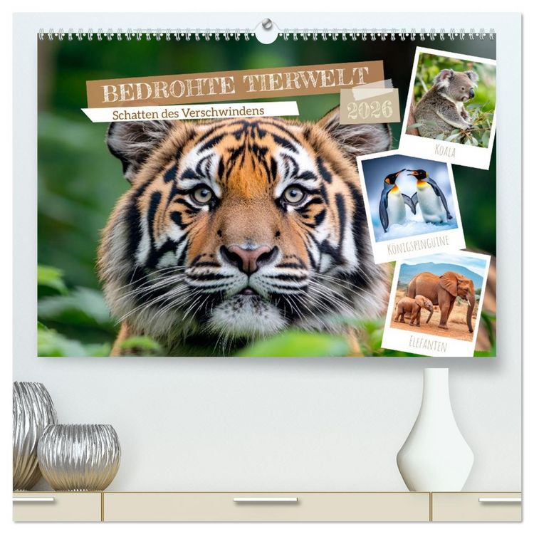 Produktbild: Bedrohte Tierwelt SCHATTEN DES VERSCHWINDENS (hochwertiger Premium Wandkalender 2026 DIN A2 quer), Kunstdruck in Hochglanz