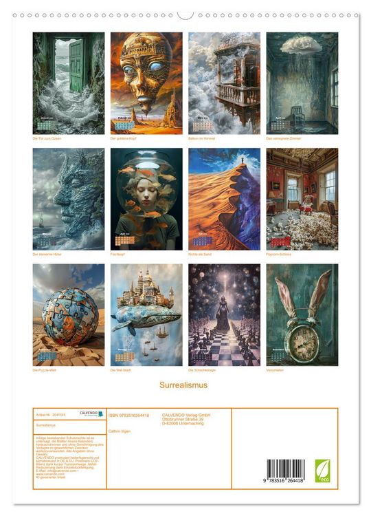 Produktbild: Surrealismus (hochwertiger Premium Wandkalender 2026 DIN A2 hoch), Kunstdruck in Hochglanz