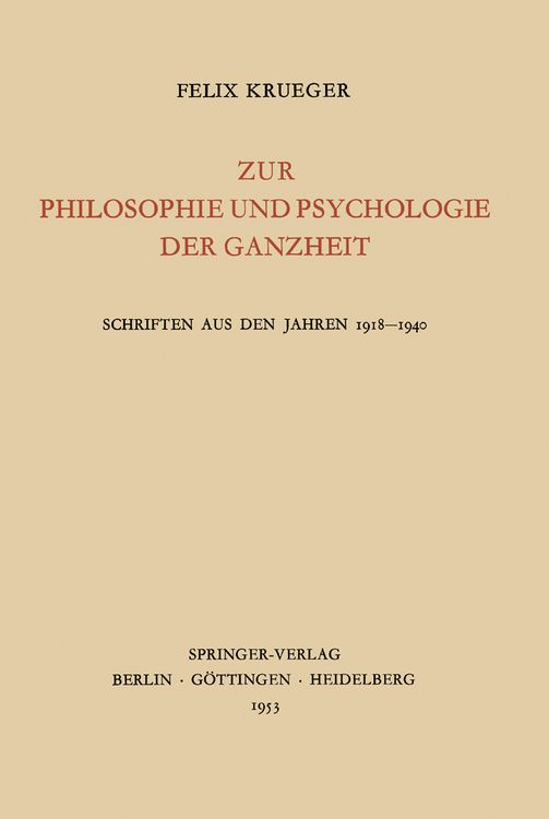Produktbild: Zur Philosophie und Psychologie der Ganzheit
