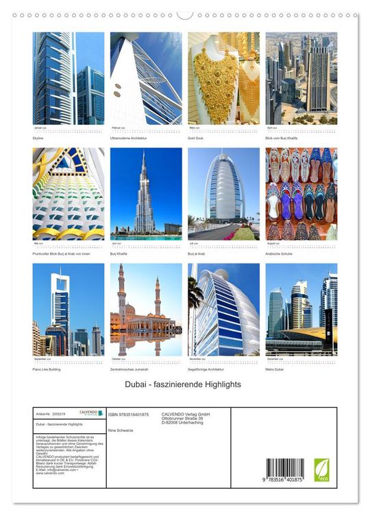 Produktbild: Dubai - faszinierende Highlights (hochwertiger Premium Wandkalender 2026 DIN A2 hoch), Kunstdruck in Hochglanz