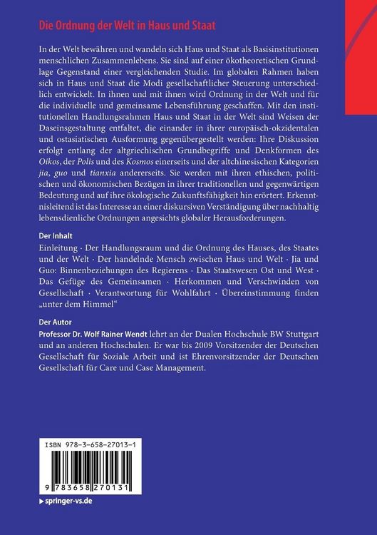 Produktbild: Die Ordnung der Welt in Haus und Staat
