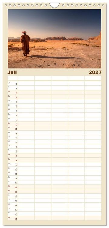 Produktbild: Familienplaner 2027 - Jordanien Sand, Stein und Salz mit 5 Spalten (Wandkalender, 21 x 45 cm) CALVENDO