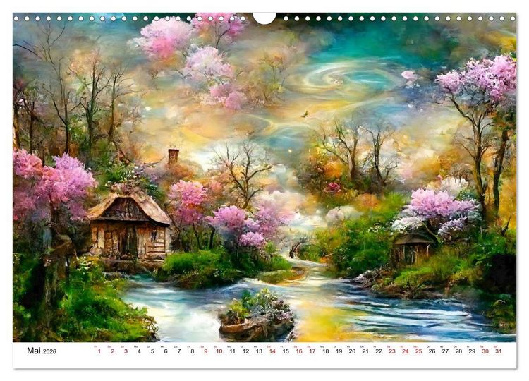 Produktbild: Fantasie Cottages - Ein Jahr durch die M&auml;rchenwelt (Wandkalender 2026 DIN A3 quer), CALVENDO Monatskalender