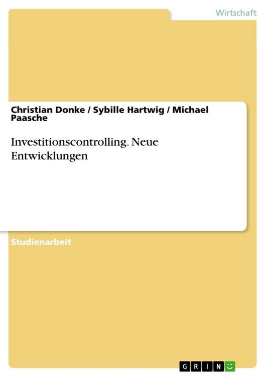 Produktbild: Neue Entwicklungen im Investitionscontrolling