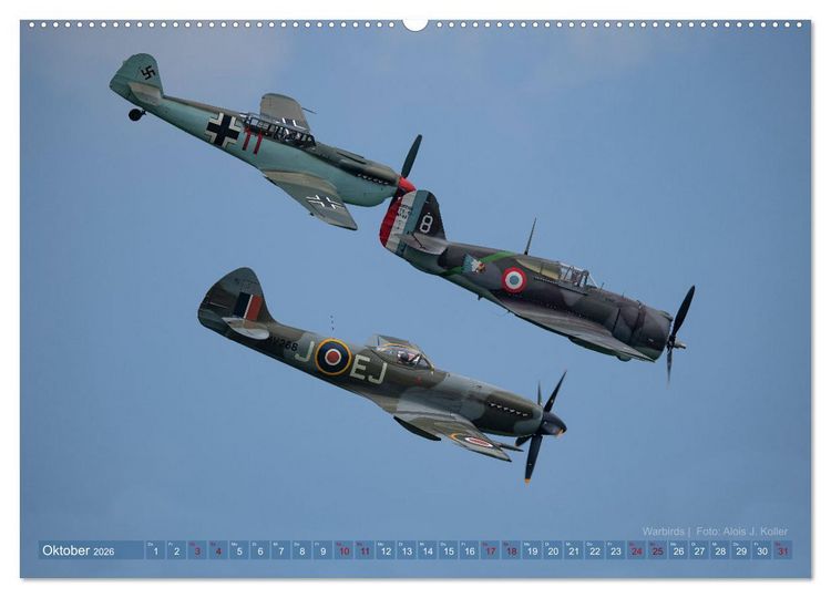 Produktbild: Historische Propellerflugzeuge 2026 (Wandkalender 2026 DIN A2 quer), CALVENDO Monatskalender
