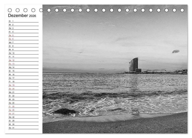Produktbild: Barcelona Schwarz / Wei&szlig; Impressionen (Tischkalender 2026 DIN A5 quer), CALVENDO Monatskalender