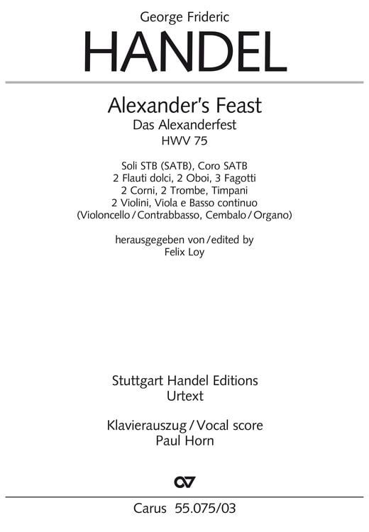Produktbild: Alexander's Feast (Klavierauszug)