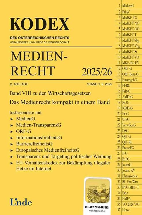 Produktbild: KODEX Medienrecht 2025/26