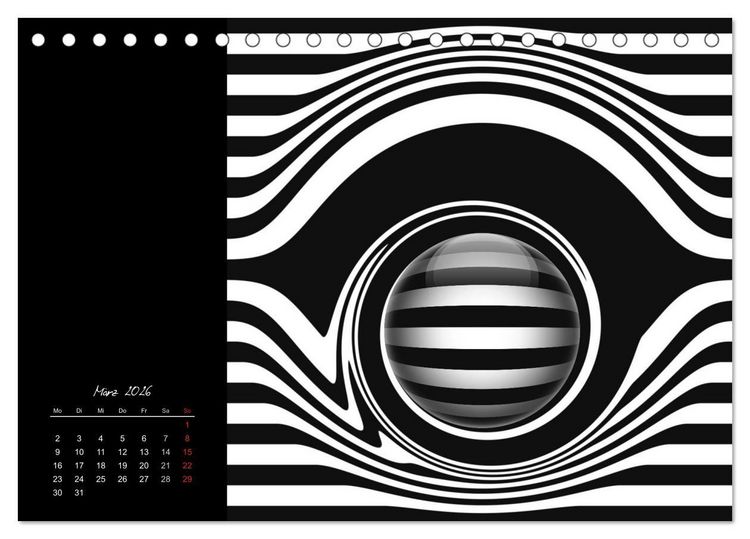 Produktbild: Optische Kunst im Quadrat (Tischkalender 2026 DIN A5 quer), CALVENDO Monatskalender