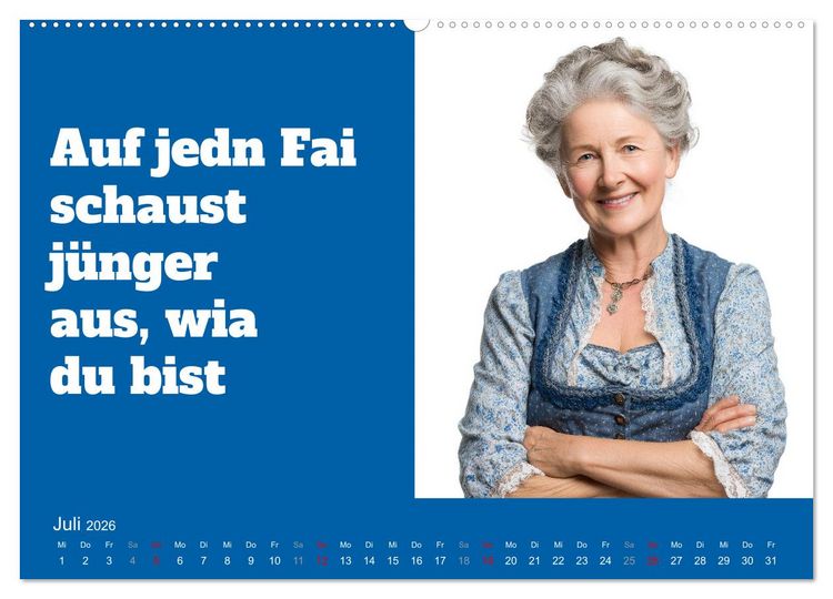 Produktbild: Bayerisch flirten, Gspusi! Bayern Kalender mit Dialekt und Mundart (Wandkalender 2026 DIN A2 quer), CALVENDO Monatskalender