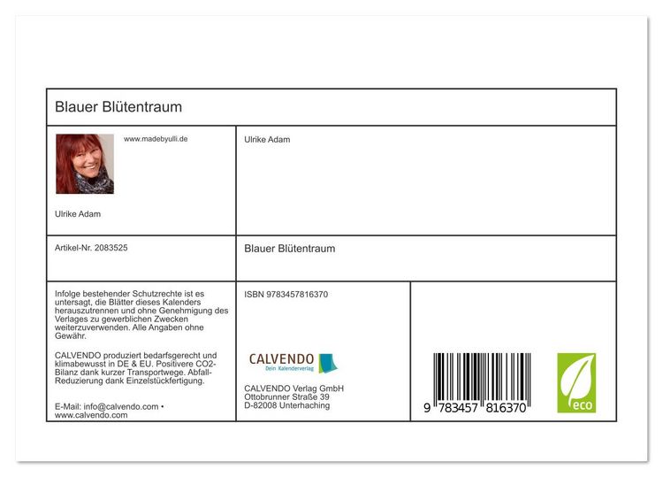 Produktbild: Blauer Bl&uuml;tentraum (Tischkalender 2026 DIN A5 quer), CALVENDO Monatskalender