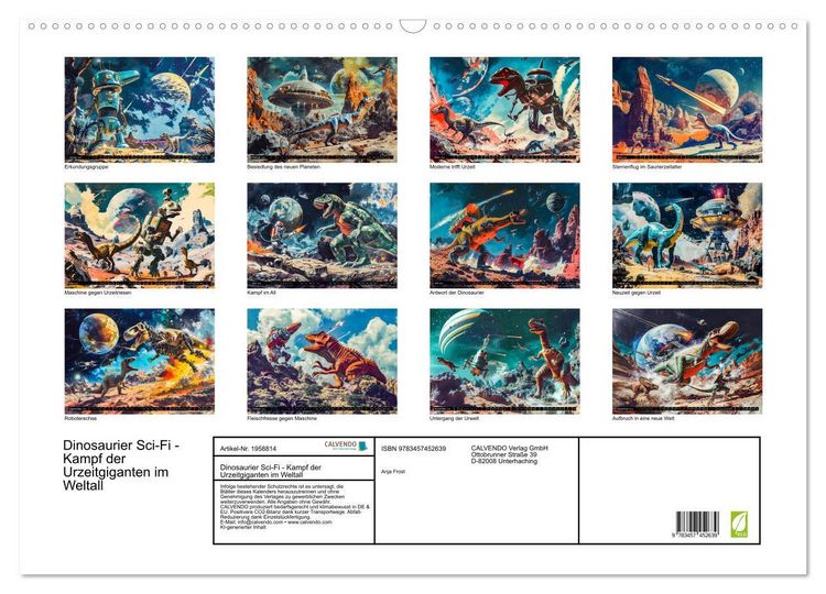 Produktbild: Dinosaurier Sci-Fi - Kampf der Urzeitgiganten im Weltall (Wandkalender 2026 DIN A2 quer), CALVENDO Monatskalender