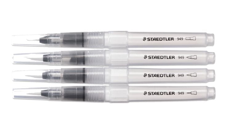 Produktbild: STAEDTLER Wasserpinsel rund fein, rund medium, rund gro&szlig;, Keilspitze, 4er Set