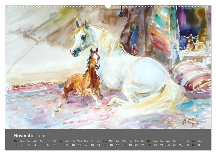 Produktbild: Horses in four seasons 2026 (High Quality Premium Wall Calendar 2026 DIN A2 landscape),CALVENDO 12 Month Wall Calendar