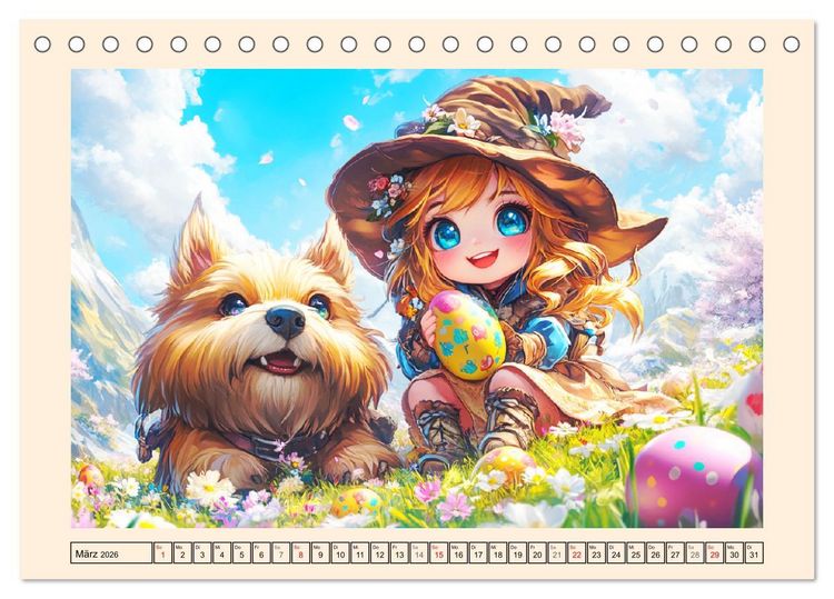 Produktbild: Kleine Hexen. Zauberhafte M&auml;dchen mit magischen Kr&auml;ften (Tischkalender 2026 DIN A5 quer), CALVENDO Monatskalender
