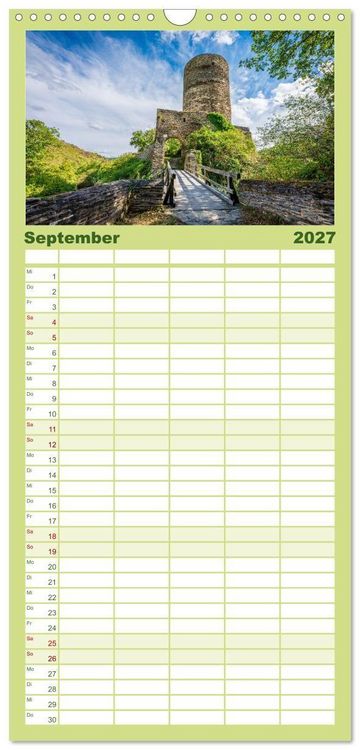 Produktbild: Familienplaner 2027 - Burgen des Hunsr&uuml;cks mit 5 Spalten (Wandkalender, 21 x 45 cm) CALVENDO