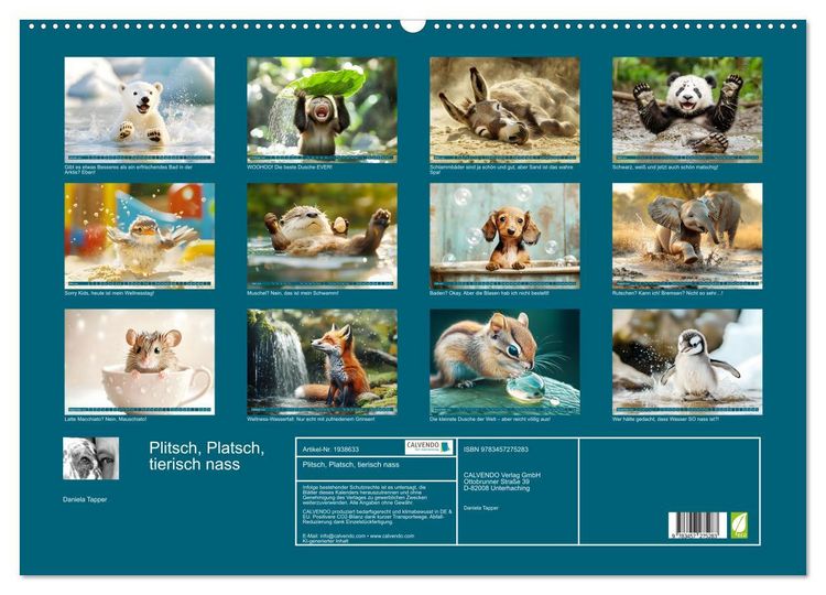 Produktbild: Plitsch, Platsch, tierisch nass (Wandkalender 2026 DIN A2 quer), CALVENDO Monatskalender