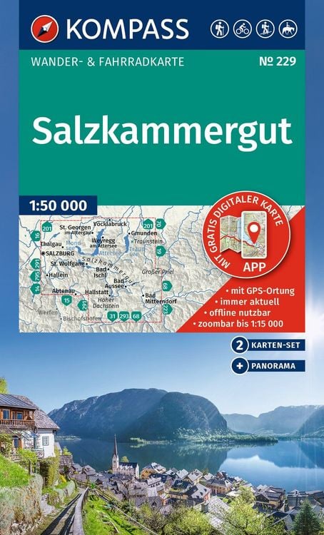 Produktbild: KOMPASS Wanderkarten-Set 229 Salzkammergut (2 Karten) 1:50.000