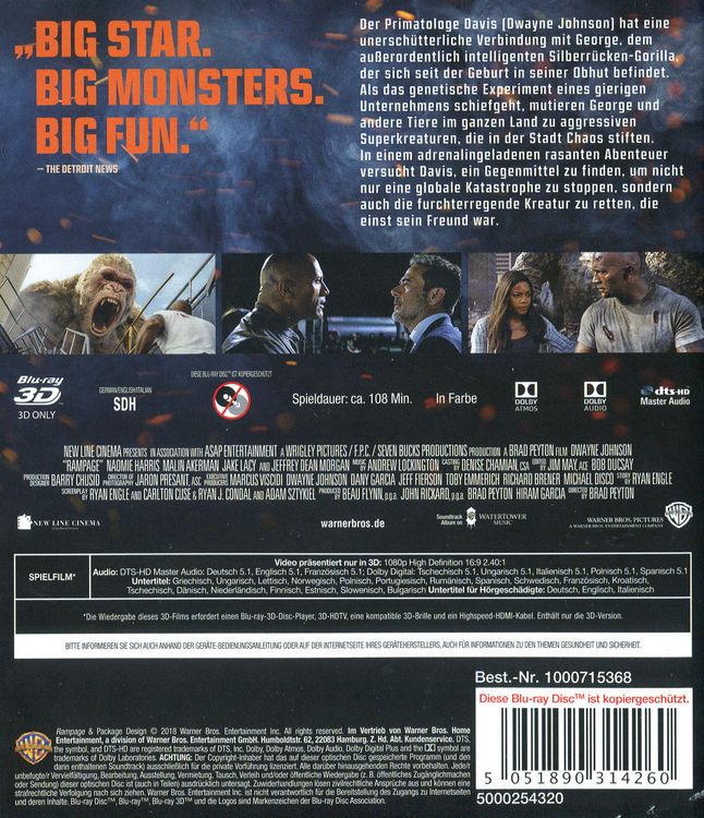Produktbild: Rampage: Big Meets Bigger 3D [3D Blu-ray]