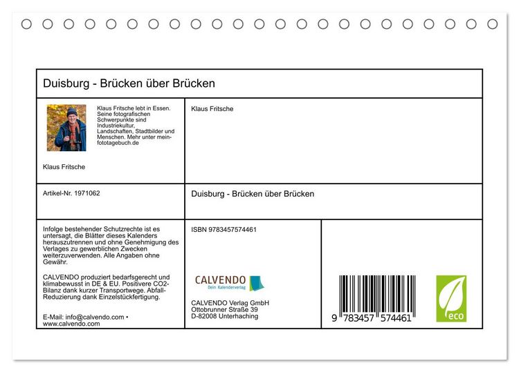 Produktbild: Duisburg - Br&uuml;cken &uuml;ber Br&uuml;cken (Tischkalender 2026 DIN A5 quer), CALVENDO Monatskalender