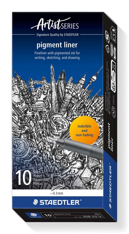 Produktbild: STAEDTLER Fineliner Lumocolor pigment liner 308 schwarz, 0,3 mm
