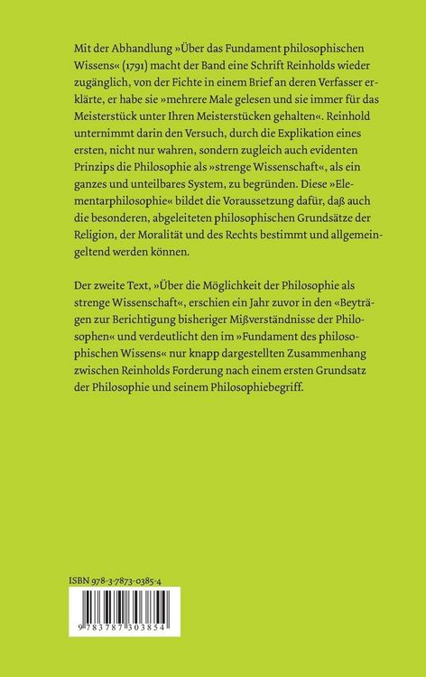 Produktbild: &Uuml;ber das Fundament des philosophischen Wissens. &Uuml;ber die M&ouml;glichkeit der Philosophie als strenge Wissenschaft