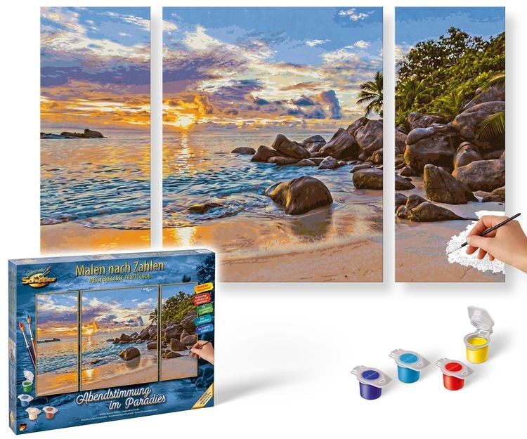 Schipper 609260906 - Malen nach Zahlen, Abendstimmung im Paradies, Triptychon, 50 x 80 cm