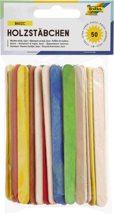 Produktbild: Folia  Holzst&auml;bchen BASIC, 114x10x2mm, 50 St&uuml;ck