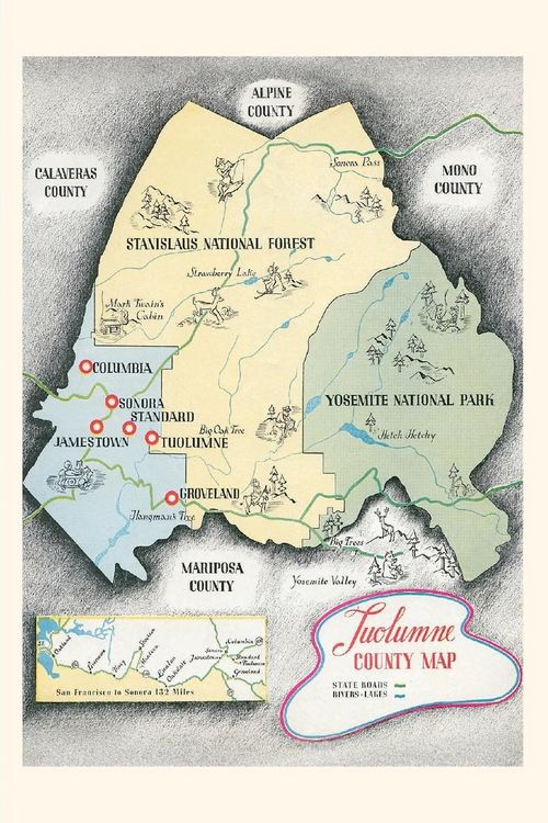 Produktbild: Vintage Journal Visitors Map of Tuolumne County
