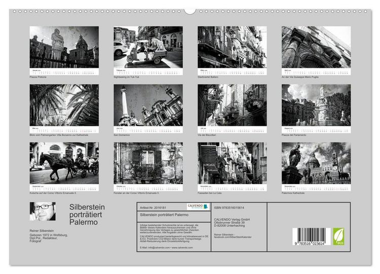 Produktbild: Silberstein portr&auml;tiert Palermo (hochwertiger Premium Wandkalender 2026 DIN A2 quer), Kunstdruck in Hochglanz