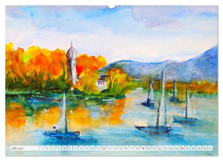 Produktbild: Oberbayern in Farbe - Gemalte Bilder vom Alpenrand (Wandkalender 2026 DIN A2 quer), CALVENDO Monatskalender